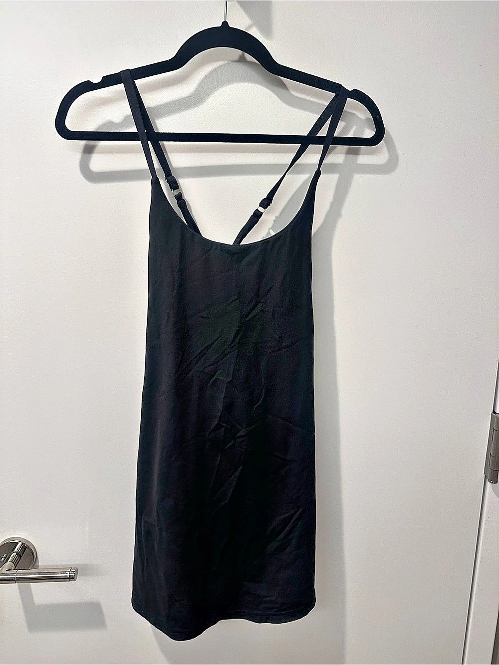 Cami Strap Athletic Dress Black Mini Dress